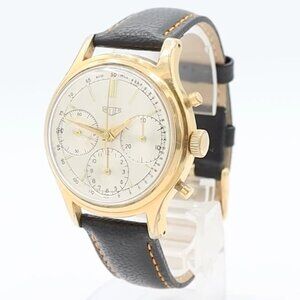 Vintage Heuer 48557 Triple Register Men's Chronograph Wristwatch Valjoux 72
